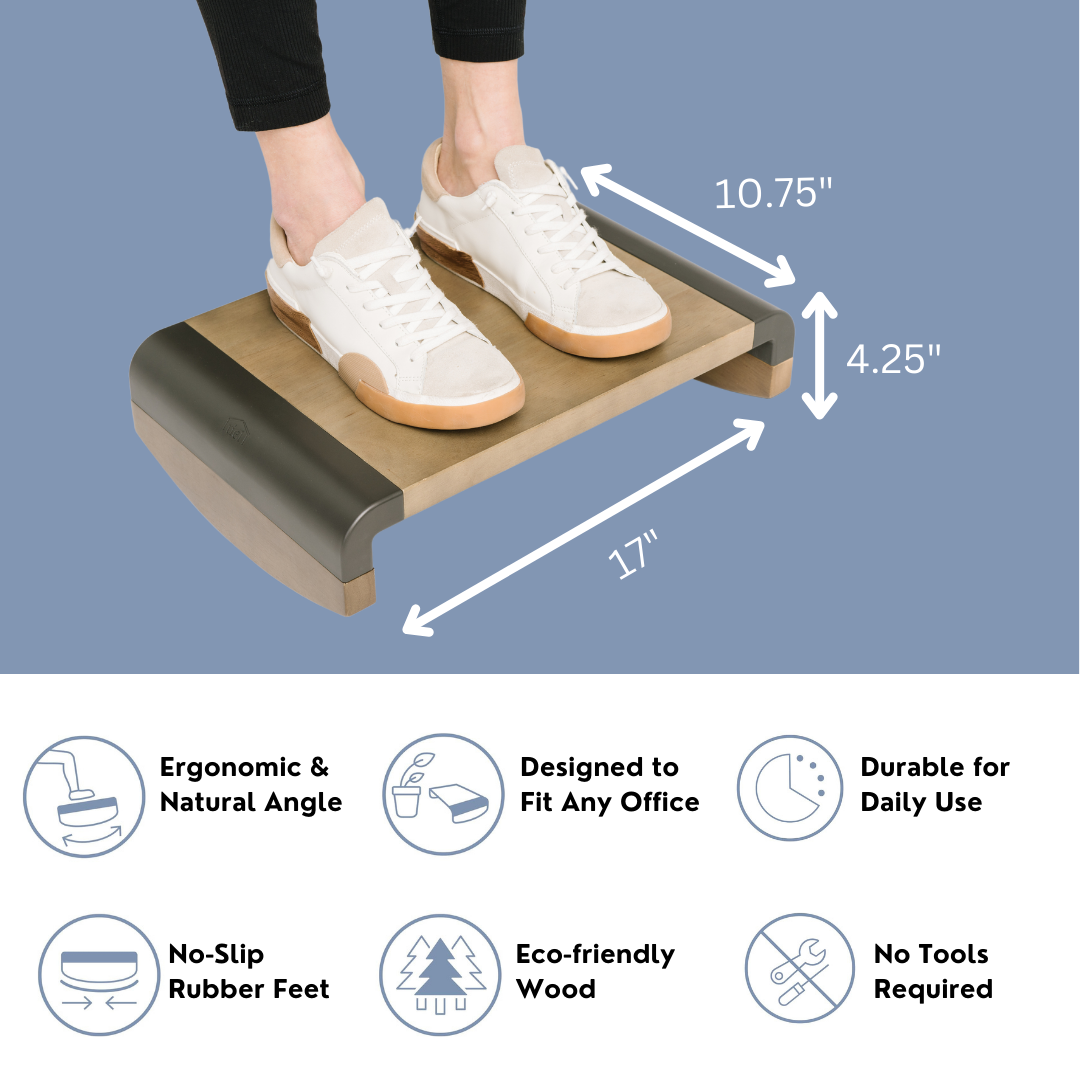 Tiel Rocking Wooden Footrest – Solid Rubber Tree Wood Under‑Desk Ergonomic Foot Stool for Office, Gaming & Home